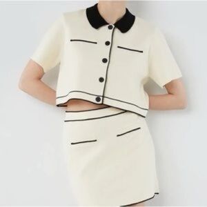 OAK + FORT Cream and Black Women's Skirt Set